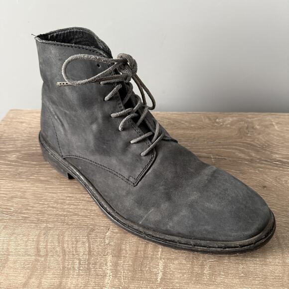 AllSaints Boots Mens Size 10 Gray Distressed Leather Lace Up Ankle Casual EU 43 - Picture 1 of 11